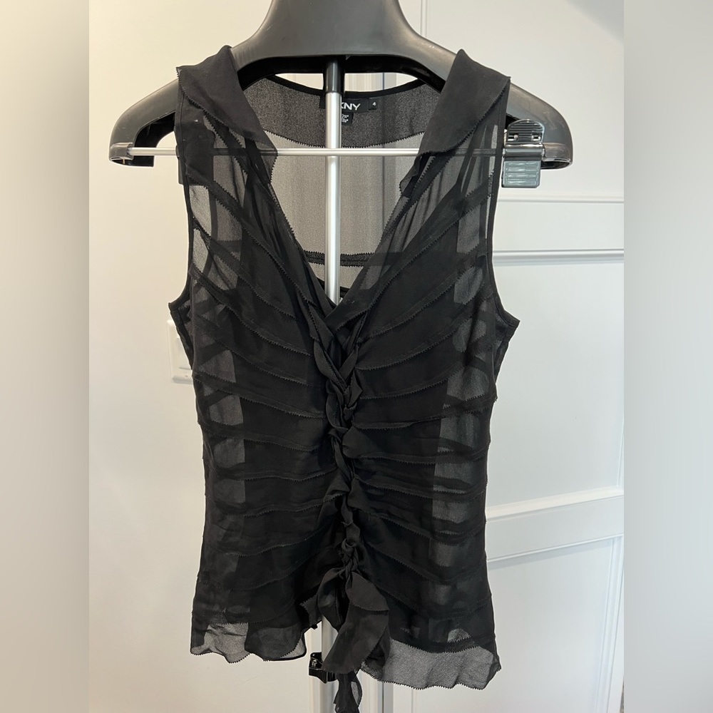 DKNY 2-piece black silk camisole and top